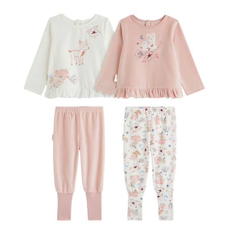 Lot de 2 pyjamas enfant 2 pièces en velours à pieds retroussables cléo Rose 2 - vertbaudet enfant 