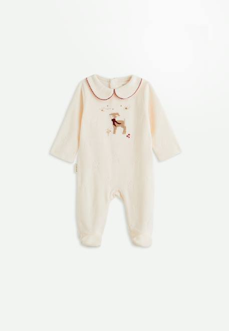 Pyjama bébé en velours grace Ecru 1 - vertbaudet enfant 