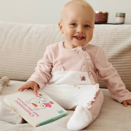 Pyjama bébé en velours ouverture zippée miette Rose 5 - vertbaudet enfant 