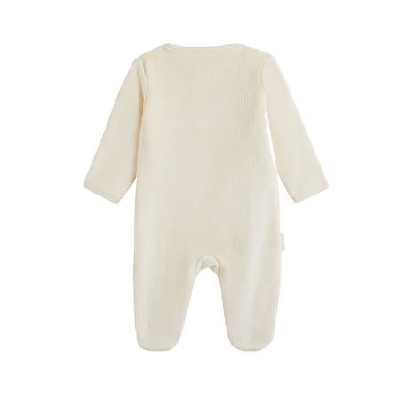Pyjama bébé en velours ouverture pont neige Ecru 3 - vertbaudet enfant 