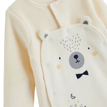 Pyjama bébé en velours ouverture pont flocon Ecru 4 - vertbaudet enfant 