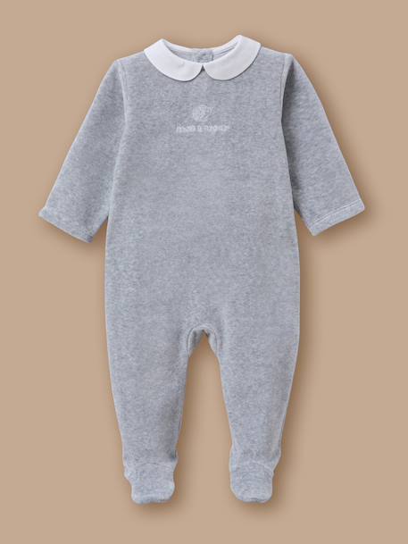 Dors-bien velours brodé bébé Gris chine 1 - vertbaudet enfant 