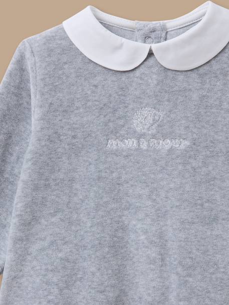 Dors-bien velours brodé bébé Gris chine 2 - vertbaudet enfant 