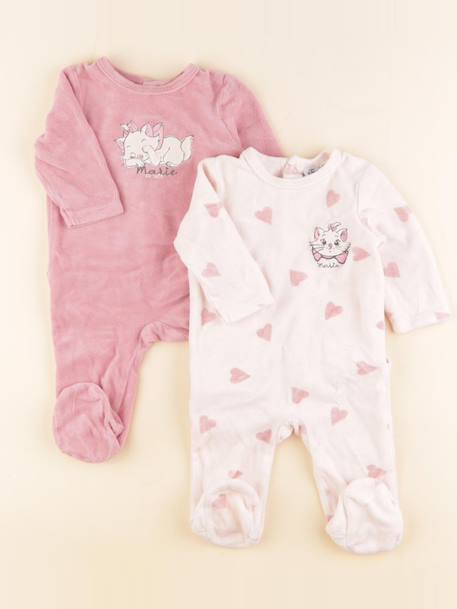 Lot de 2 pyjamas velours - 3 mois Rose 1 - vertbaudet enfant 