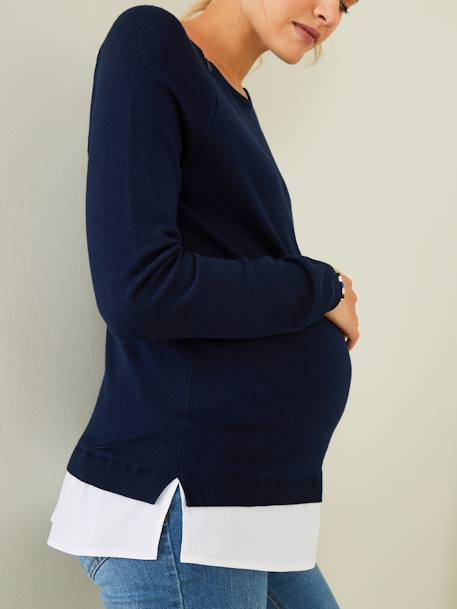Pull bi-matière grossesse et allaitement encre 4 - vertbaudet enfant 