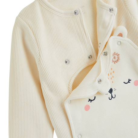 Pyjama bébé en velours ouverture pont neige Ecru 5 - vertbaudet enfant 