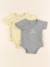 Lot de 2 bodies en coton - 6 mois Jaune, vert 1 - vertbaudet enfant 