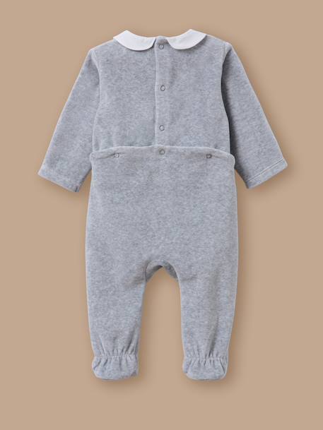 Dors-bien velours brodé bébé Gris chine 3 - vertbaudet enfant 
