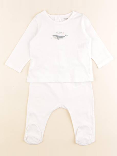 Pyjama coton - 6 mois Blanc 1 - vertbaudet enfant 