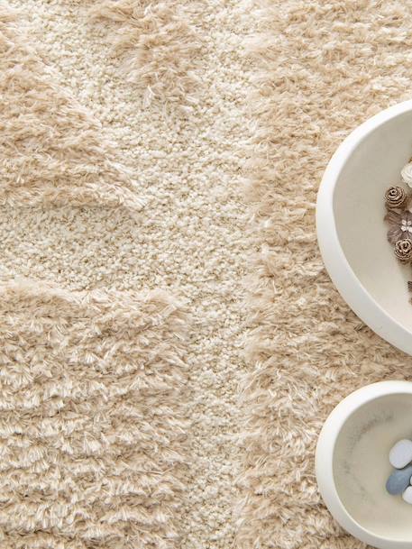 Tapis doux à relief en polyester recyclé murmure Beige sable+Blanc pur 5 - vertbaudet enfant 