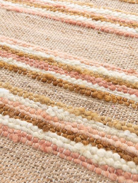 Tapis rayé fait main en laine et jute raj Beige sable+Rose poudrée 9 - vertbaudet enfant 