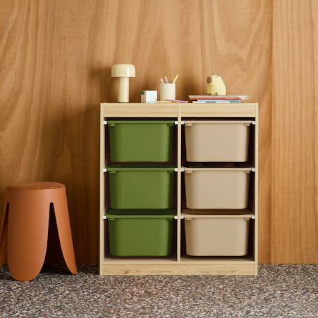 Sora - children's storage unit with 6 storage bins Moutarde+Orange+Vert olive 13 - vertbaudet enfant 