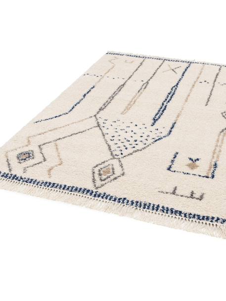 Tapis épais à franges style ethnique glyph Bleu naturel+Palette colorée 6 - vertbaudet enfant 