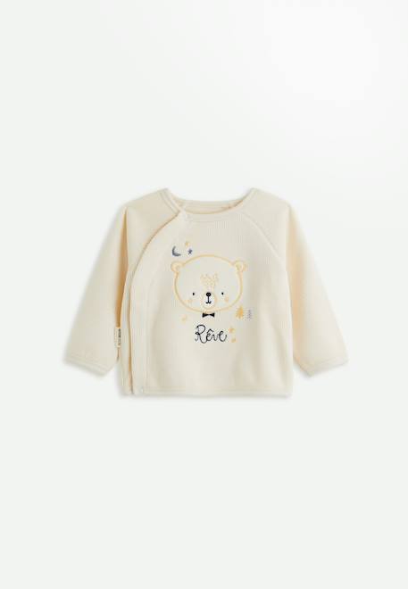 Sweat-shirt bébé en velours flocon Ecru 1 - vertbaudet enfant 