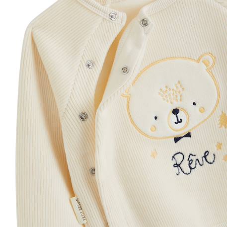 Sweat-shirt bébé en velours flocon Ecru 4 - vertbaudet enfant 