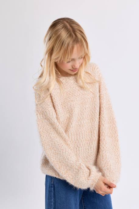 Pull en maille oversize - fille Offwhite 1 - vertbaudet enfant 