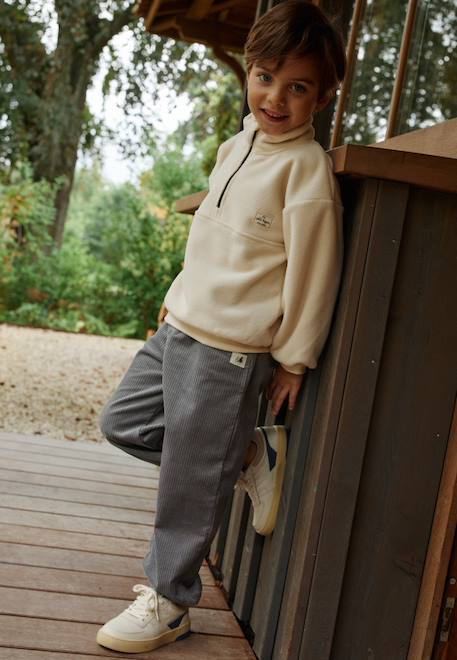 Pantalon enfant en velours côtélé oslo Gris 1 - vertbaudet enfant 