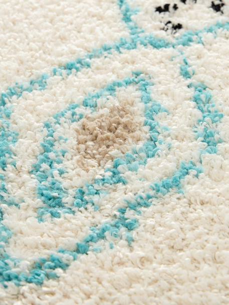 Tapis épais à franges style ethnique glyph Bleu naturel+Palette colorée 12 - vertbaudet enfant 