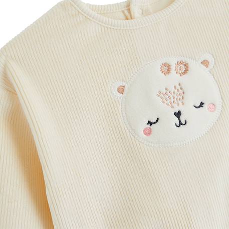 Sweat-shirt bébé en velours neige Ecru 4 - vertbaudet enfant 