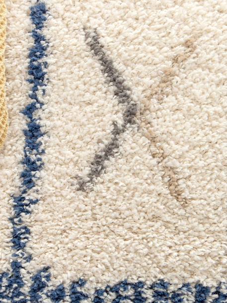 Tapis épais à franges style ethnique glyph Bleu naturel+Palette colorée 4 - vertbaudet enfant 