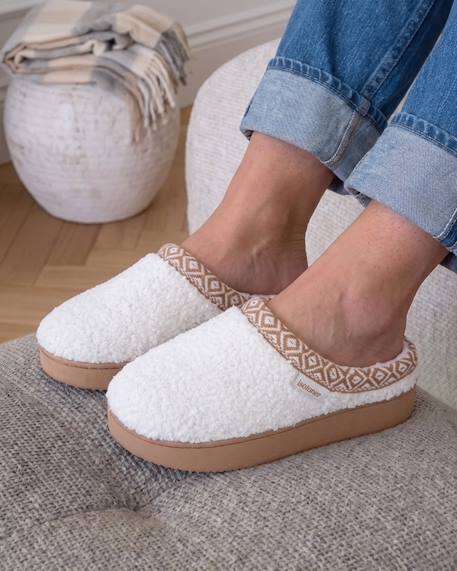 Chaussons mules suédine à semelle compensé de 3,5 cm, confort Camel+Ivoire 8 - vertbaudet enfant 