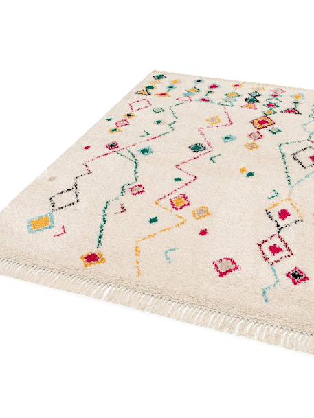 Tapis ethnique à franges inspiration bédouine mogador Palette colorée+Rose poudrée 11 - vertbaudet enfant 