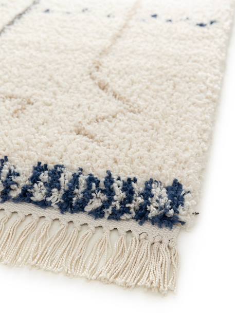 Tapis épais à franges style ethnique glyph Bleu naturel+Palette colorée 5 - vertbaudet enfant 