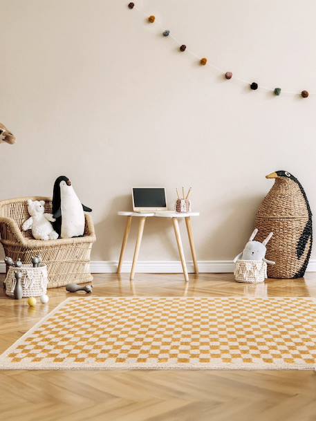 Tapis damier poils longs doux et volumineux checkers Beige sable+Bleu naturel+Gris minéral+Jaune naturel+Rose poudrée+Terracotta+Vert naturel 22 - vertbaudet enfant 