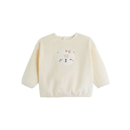Sweat-shirt bébé en velours neige Ecru 2 - vertbaudet enfant 