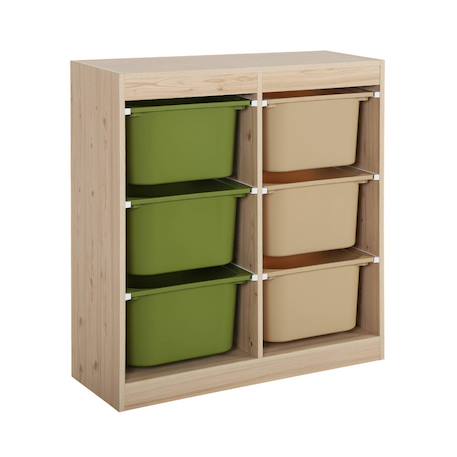 Sora - children's storage unit with 6 storage bins Moutarde+Orange+Vert olive 14 - vertbaudet enfant 