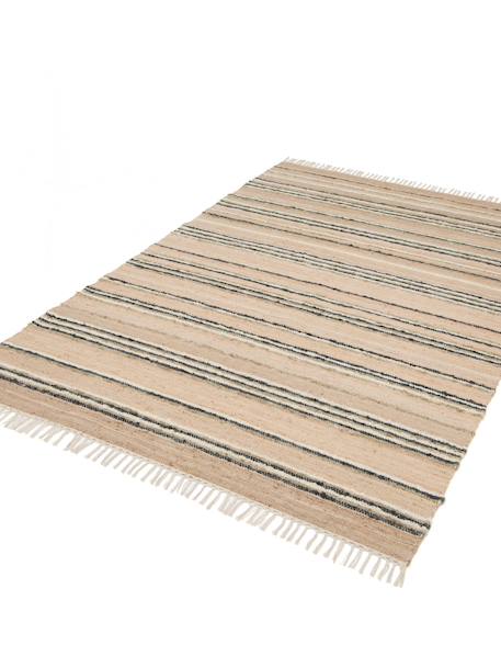 Tapis rayé fait main en laine et jute raj Beige sable+Rose poudrée 4 - vertbaudet enfant 
