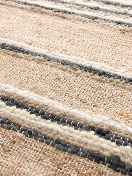 Tapis rayé fait main en laine et jute raj Beige sable+Rose poudrée 6 - vertbaudet enfant 