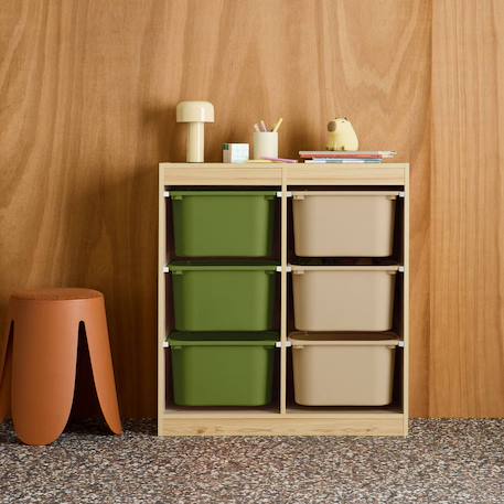 Sora - children's storage unit with 6 storage bins Moutarde+Orange+Vert olive 15 - vertbaudet enfant 