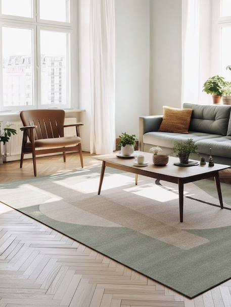 Tapis géométrique doux et confortable bilbao Beige sable+Vert naturel 10 - vertbaudet enfant 