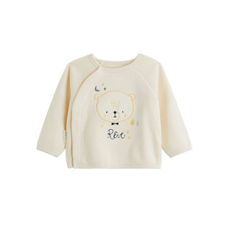 Sweat-shirt bébé en velours flocon Ecru 2 - vertbaudet enfant 