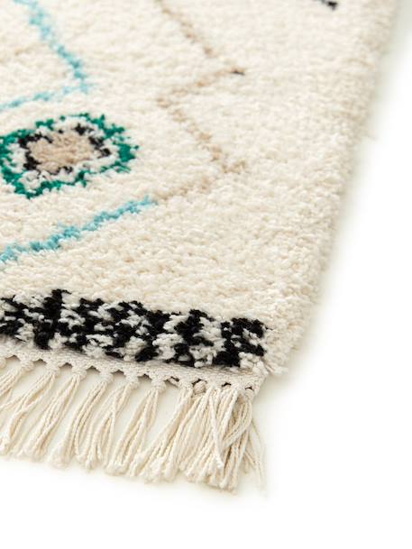 Tapis épais à franges style ethnique glyph Bleu naturel+Palette colorée 10 - vertbaudet enfant 