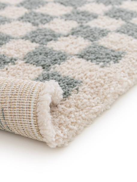 Tapis damier poils longs doux et volumineux checkers Beige sable+Bleu naturel+Gris minéral+Jaune naturel+Rose poudrée+Terracotta+Vert naturel 40 - vertbaudet enfant 