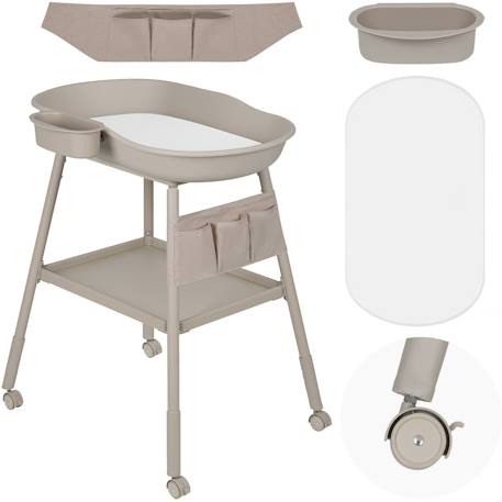 Table à langer mobile rosie sur roulettes avec matelas moelleux Beige sand 1 - vertbaudet enfant 