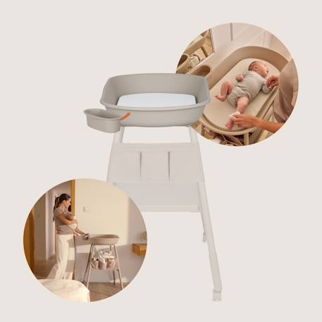 Table à langer mobile rosie sur roulettes avec matelas moelleux Beige sand 5 - vertbaudet enfant 