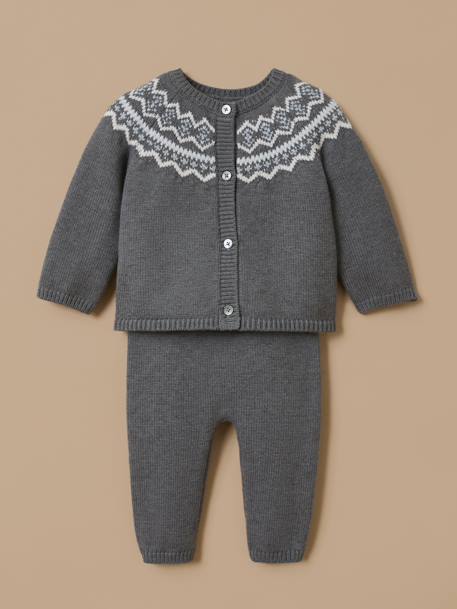 Ensemble motif jacquard bébé Gris chine 1 - vertbaudet enfant 