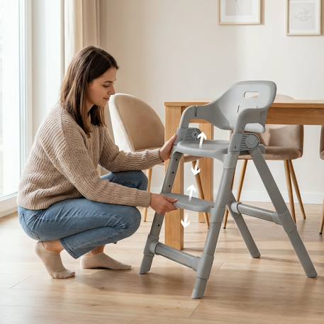 Chaise haute évolutive matt réglable en hauteur et pliable jusqu’à 110 kg Grey stone 2 - vertbaudet enfant 