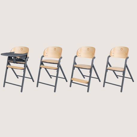 Chaise haute évolutive en bois 3en1 celia jusqu’à 110 kg avec réglage à une main Black wood+Grey wood+White cream+White natural wood 8 - vertbaudet enfant 