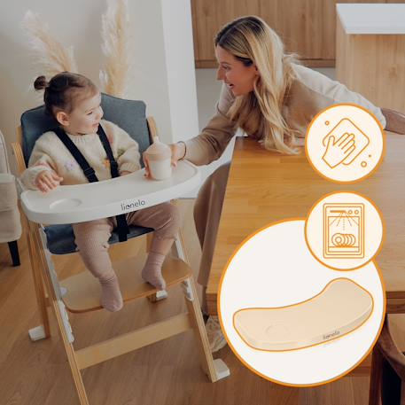 Chaise haute évolutive en bois 3en1 floris jusqu’à 40 kg avec harnais 5 points Beige natural+White natural 12 - vertbaudet enfant 
