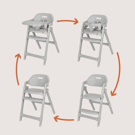 Chaise haute évolutive matt réglable en hauteur et pliable jusqu’à 110 kg Grey stone 5 - vertbaudet enfant 