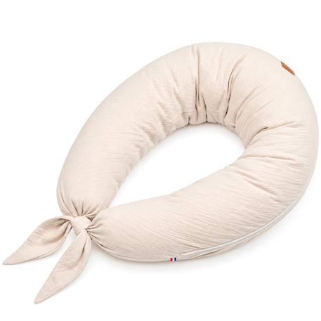 Coussin de grossesse et allaitement déhoussable en gaze de coton Beige+Bleu+Rose 1 - vertbaudet enfant 