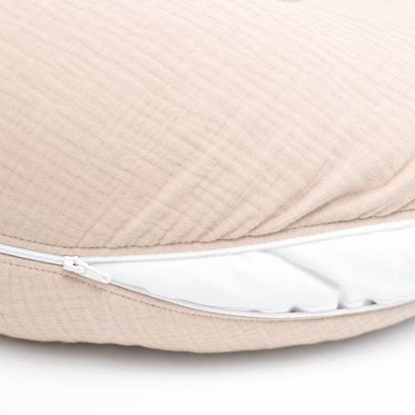 Coussin de maternité et d'allaitement + housse en gaze de coton Beige+Bleu+Rose 5 - vertbaudet enfant 