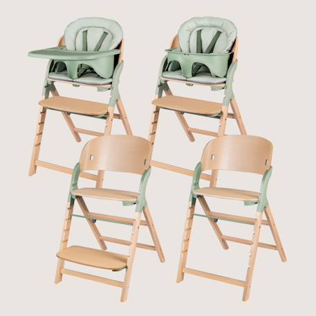 Chaise haute évolutive en bois 3en1 megan jusqu’à 110 kg avec plateau amovible Green wood+Grey wood 2 - vertbaudet enfant 