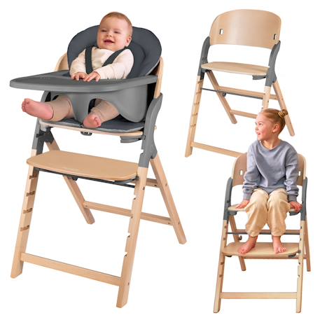 Chaise haute évolutive en bois 3en1 megan jusqu’à 110 kg avec plateau amovible Green wood+Grey wood 7 - vertbaudet enfant 