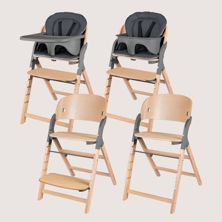 Chaise haute évolutive en bois 3en1 megan jusqu’à 110 kg avec plateau amovible Green wood+Grey wood 8 - vertbaudet enfant 