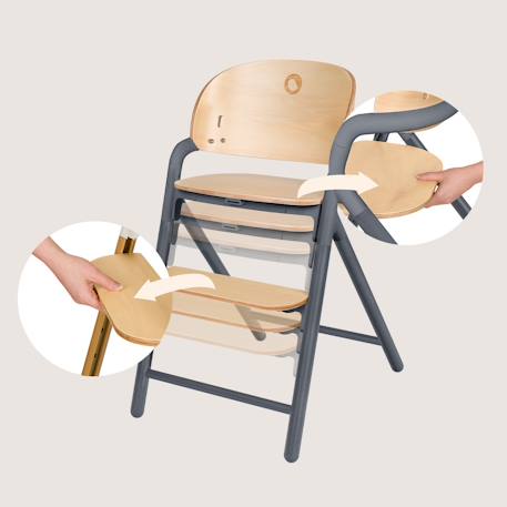 Chaise haute évolutive en bois 3en1 celia jusqu’à 110 kg avec réglage à une main Black wood+Grey wood+White cream+White natural wood 9 - vertbaudet enfant 